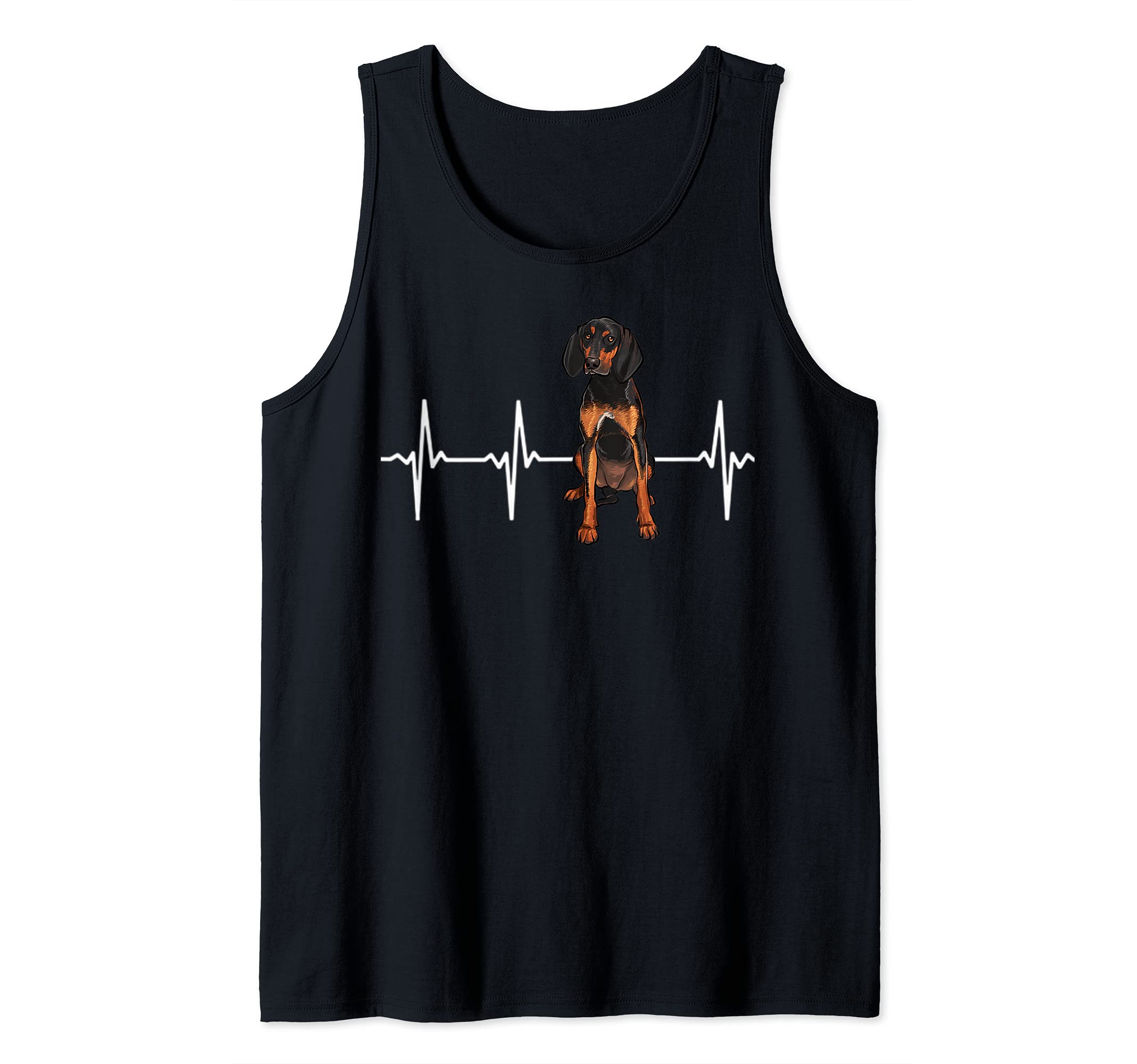 Black and Tan Coonhound Heartbeat Dog Lover Tank Top