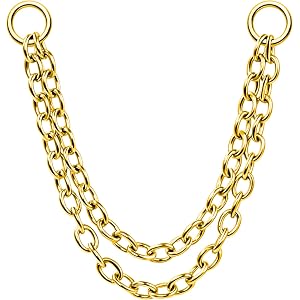 OUFER 316L Stainless Steel Double Layer Nose Chain,Convertible Piercing Connector Chain for Nose, Ear, Helix, Lip, Nipple & S