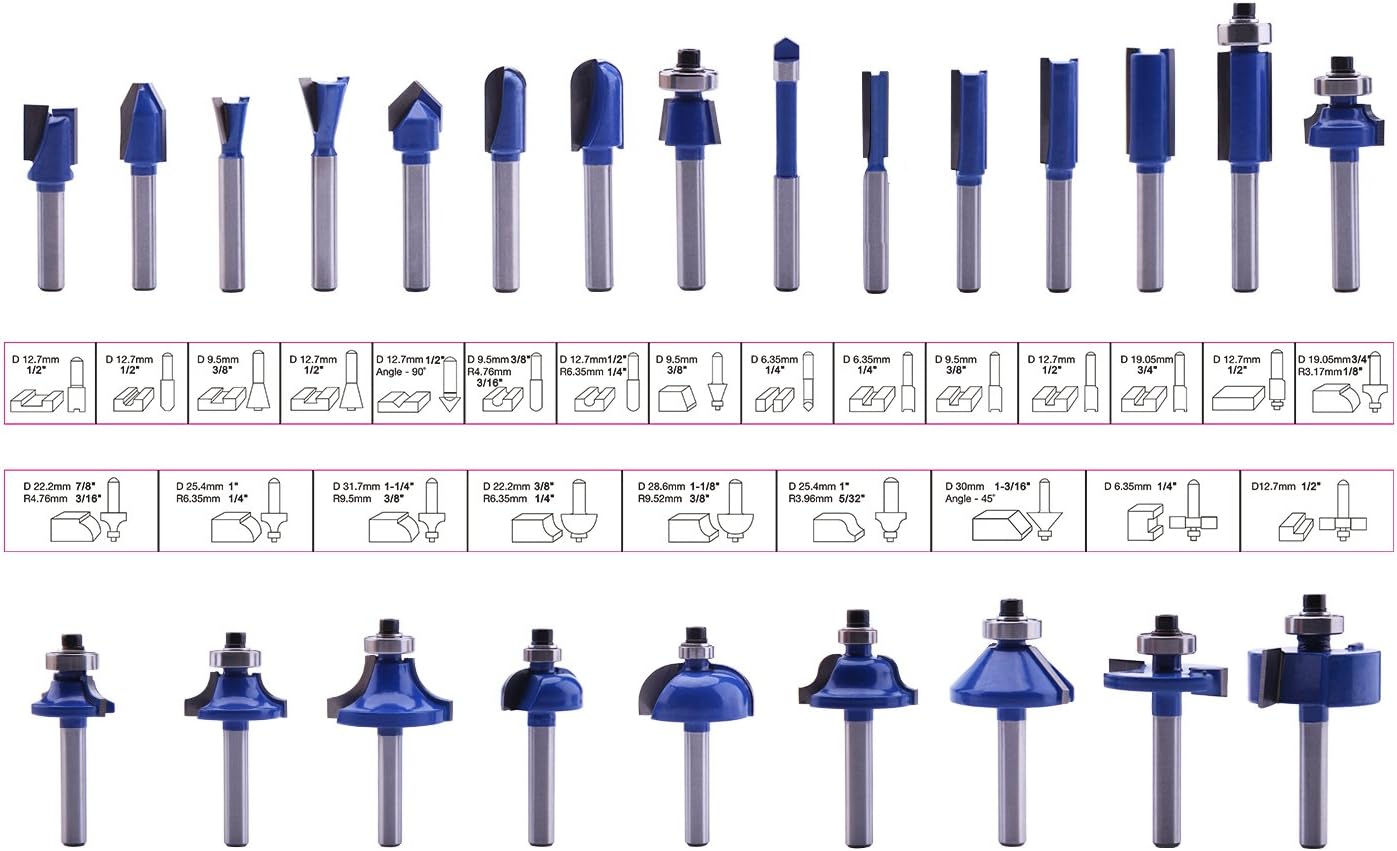 Carbide Tipped Router Bit Set (24PCS) with 6.5mm Shank Wood Milling Saw Cutter - Image 3