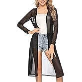 Totatuit Long Summer Cardigan for Women Lightweight Open Front Tops Solid Duster Swimwear Beach Cover Up