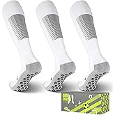 Supertrip 3 Pairs Grip Socks Soccer for Youth Kids,Anti Slip Knee High Sport Socks - Football Basketball