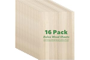 MIVIDE 16 Pack Balsa Wood Sheets, 11.8x15.7x1/16 Inch, Thin Natural Unfinished Wood for Crafts, Hobby, Model Making, Wood Burning and Laser Projects, School Projects, Craft Project（300x400x1.5MM）