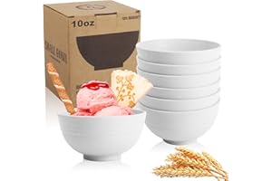 Wrova Handy Wheat Straw Bowls Set of 6,Unbreakable Ice-Cream Bowls Sets for Kids,10oz Small Dessert Bowls for Kitchen,Camping