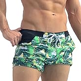 Taddlee Men Swimwear Swimsuits Flower Print Surf Board Boxer Shorts Trunks Long