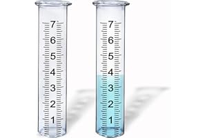 BIUWING 7" Capacity Glass rain Gauge Replacement Tube for Outdoors Yard Garden with Lip, Best Rated, Easy to Read (2 pcs)