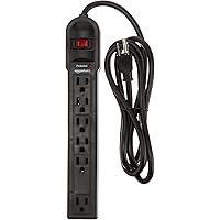 AmazonBasics 6-Outlet Surge Protector Power Strip, 790 Joule - Black