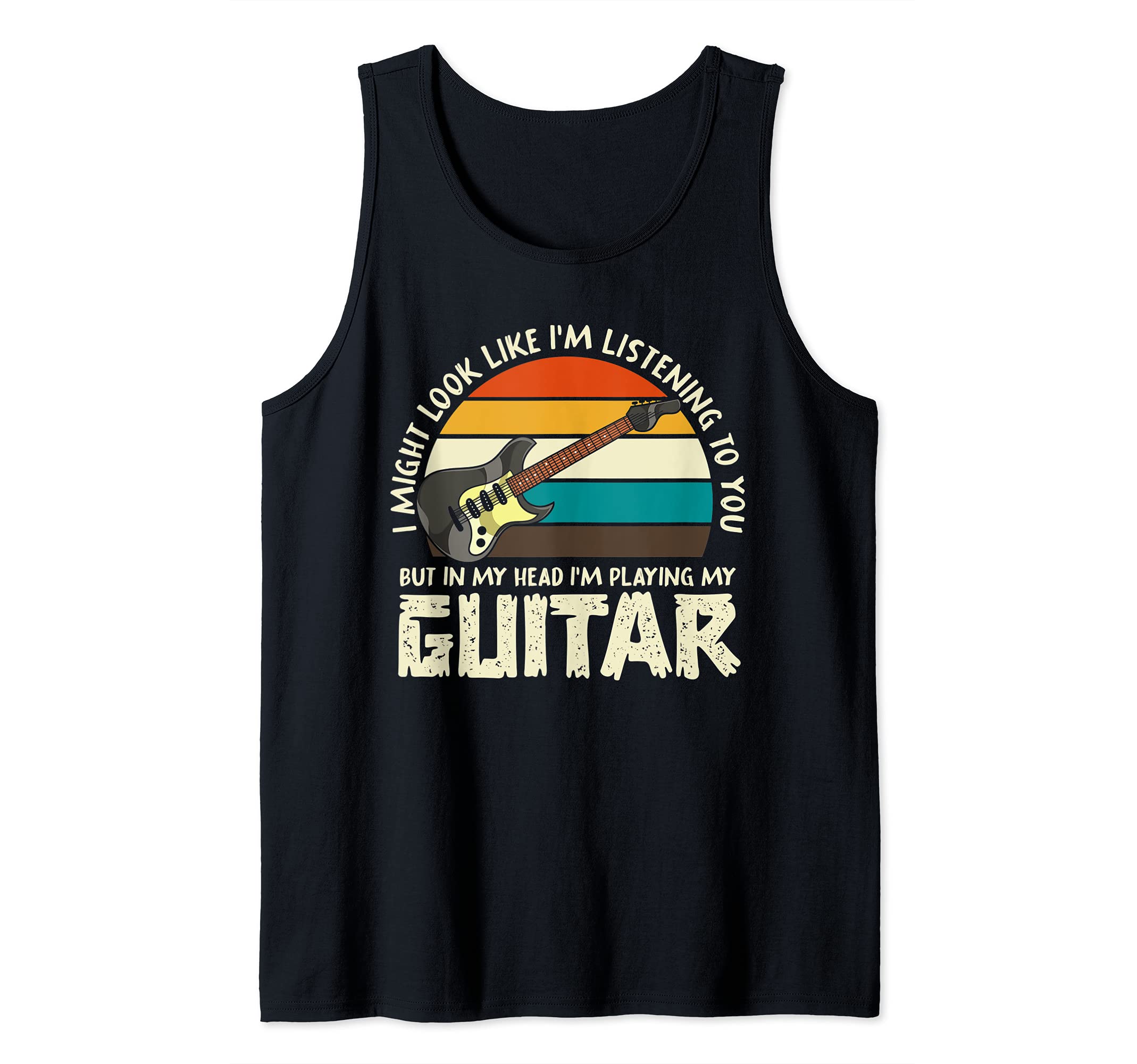Retro Funny Guitarist But In My Head Im Playing My Guitar Tank Top