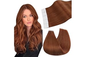 Ugeat 22inch Hair Extensions Real Human Hair Tape in Hair Extensions for Women Copper Invisible Tape in Extensions Human Hair 50G