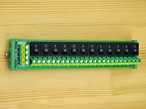 6-Channel DIN Rail Mount Rocker Switch Power Distribution Strip – AC 115V/230V, 30A Total, LED Indicators, Fireproof Nylon