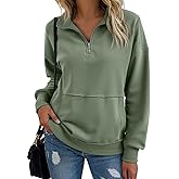 SHEWIN Womens Sweatshirt Casual Long Sleeve Half Zip Pullover Lightweight Sweatshirts Tops Fall Fashion Outfits 2025