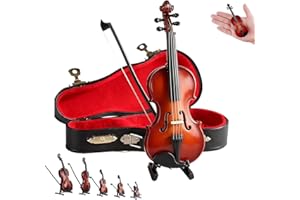 Playable Tiny Violin Figurine, The Worlds Smallest Miniature Musical Instrument, with Sound and Sad Music, Wooden Miniature F