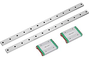 TEN-HIGH MGW9 50mm Linear Guide Rail Linear Motion Slide Rails Linear Motion Products, for 3D Printer and CNC Machine, 2pcs Rails + 2pcs MGW9H Block Bearings (Widened Rail Longer Block)