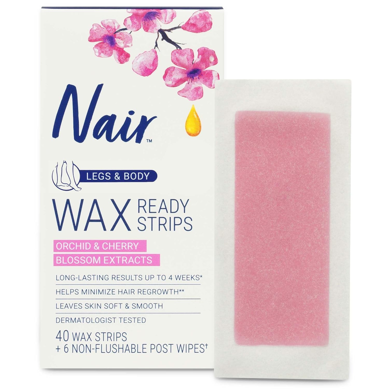 Nair Hair Remover Wax Ready-Strips 40 Count Legs/Body (2 Pack)