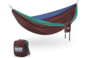ENO DoubleNest Hammock - Lightweight, Portable, 1 to 2 Person Hammock - for Camping, Hiking, Backpacking, Travel, a Festival, or The Beach - Seaglass/Merlot/Denim