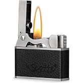 Scotte Vintage Kerosene Lighter, Windproof Soft Flame, Metal and Leather Trench Lighter, Fluid Refillable Pocket Lighters, Easy to Carry and Use, Gift for Father Husband