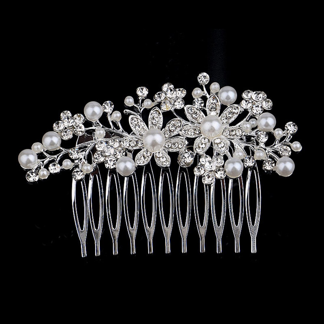 Dooppa Hair Comb Bridal Wedding Flower Rhinestones Women Hair Comb