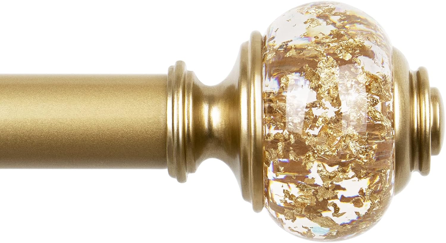 Window Treatment Hardware - USFOOK 1 Inch Curtain Rods 72 to 144 Inches(6-12 ft) Telescoping Single Drapery Rod, Curtain Rods for Windows 69 to 140 Inches, Luxury Gold Translucent Finials