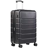 Sweetcrispy 25IN Carry on Luggage, Expandable Hard Shell ABS Suitcase with 360° Swivel Wheels, TSA Lock, Lightweight, Bronze Black