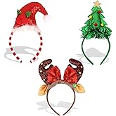 Wecoe 3pcs Christmas Headbands Set - Reindeer Antlers & Festive Hair Accessories for Women & Girls Party Supplies