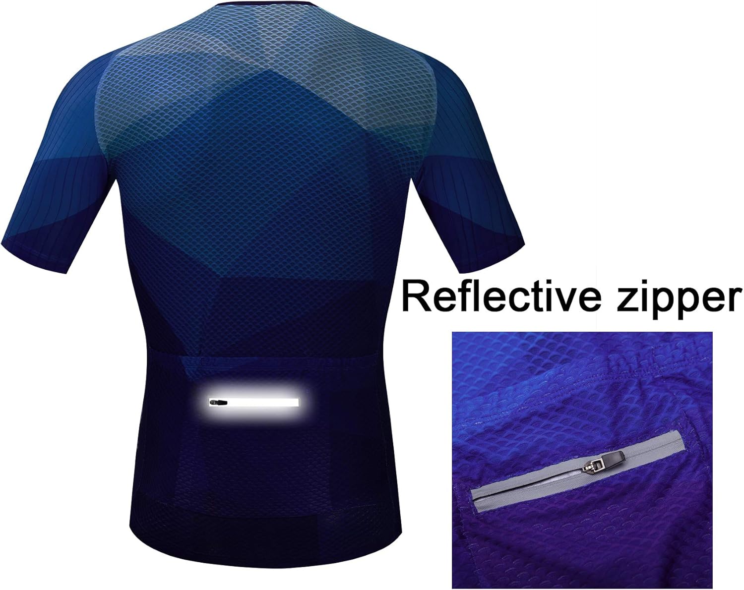 JPOJPO Racing Cycling Jersey Men, Men's Bike Tops S-3XL - Lycra+Polyester, Reflective Zipper, 4-Pockets: Clothing