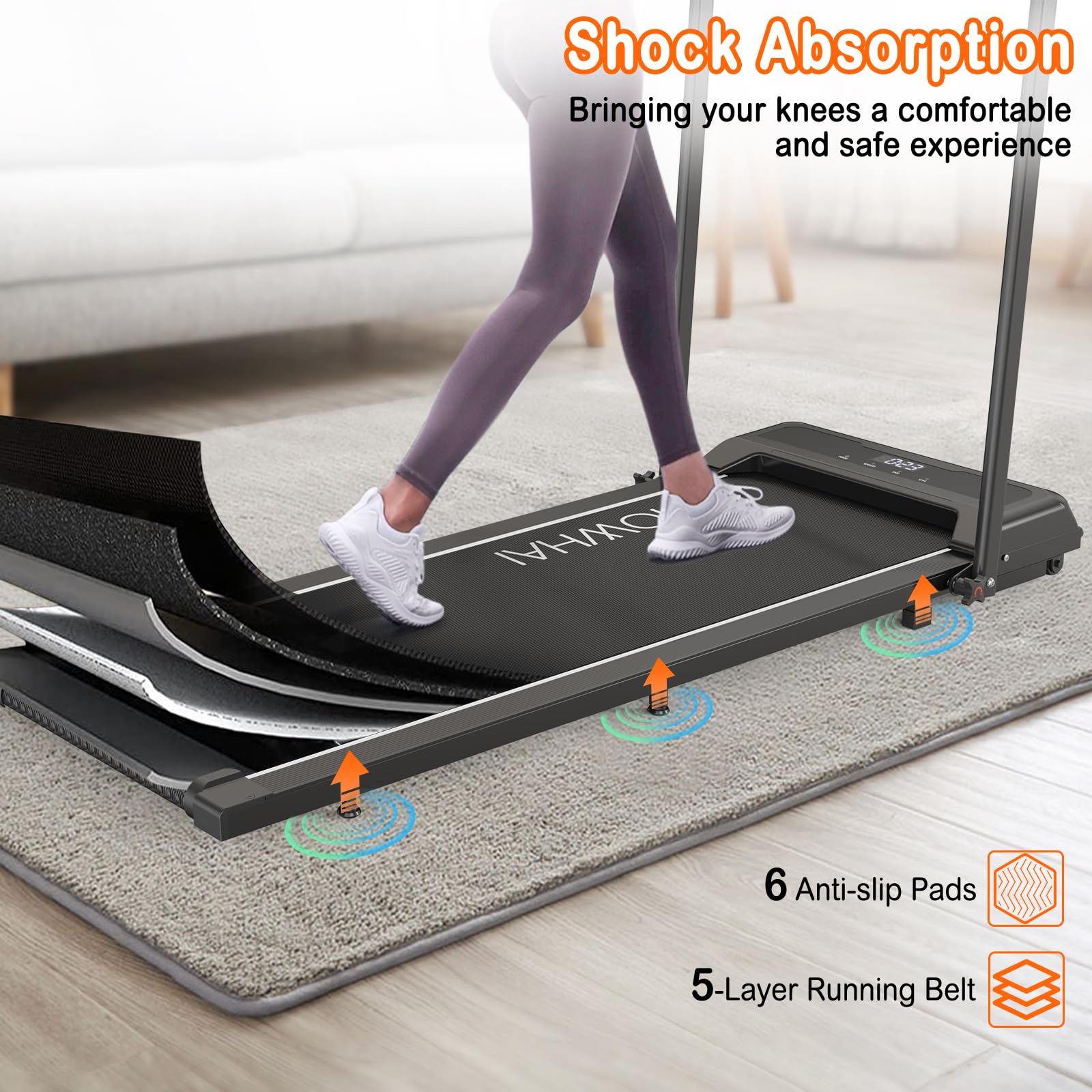 Walking Pad Treadmill, Under Desk Treadmill Foldable 2 in 1, 6.2 MPH Running Treadmill with