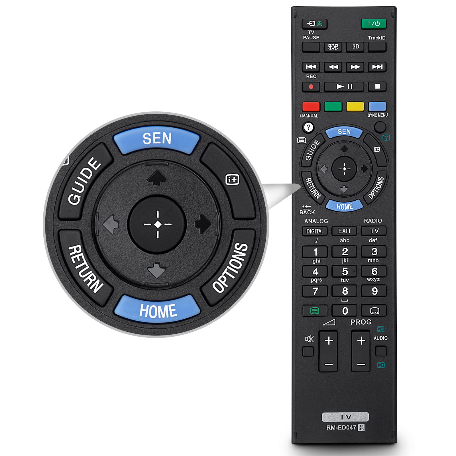 Remote-Control-for-Sony-Bravia-TV, Universal Replacement for Sony TV Remote RM-ED047 RM-YD103 RM-ED050 RM-ED052 RM-ED053 RM-ED060 RM-ED061 — image 1
