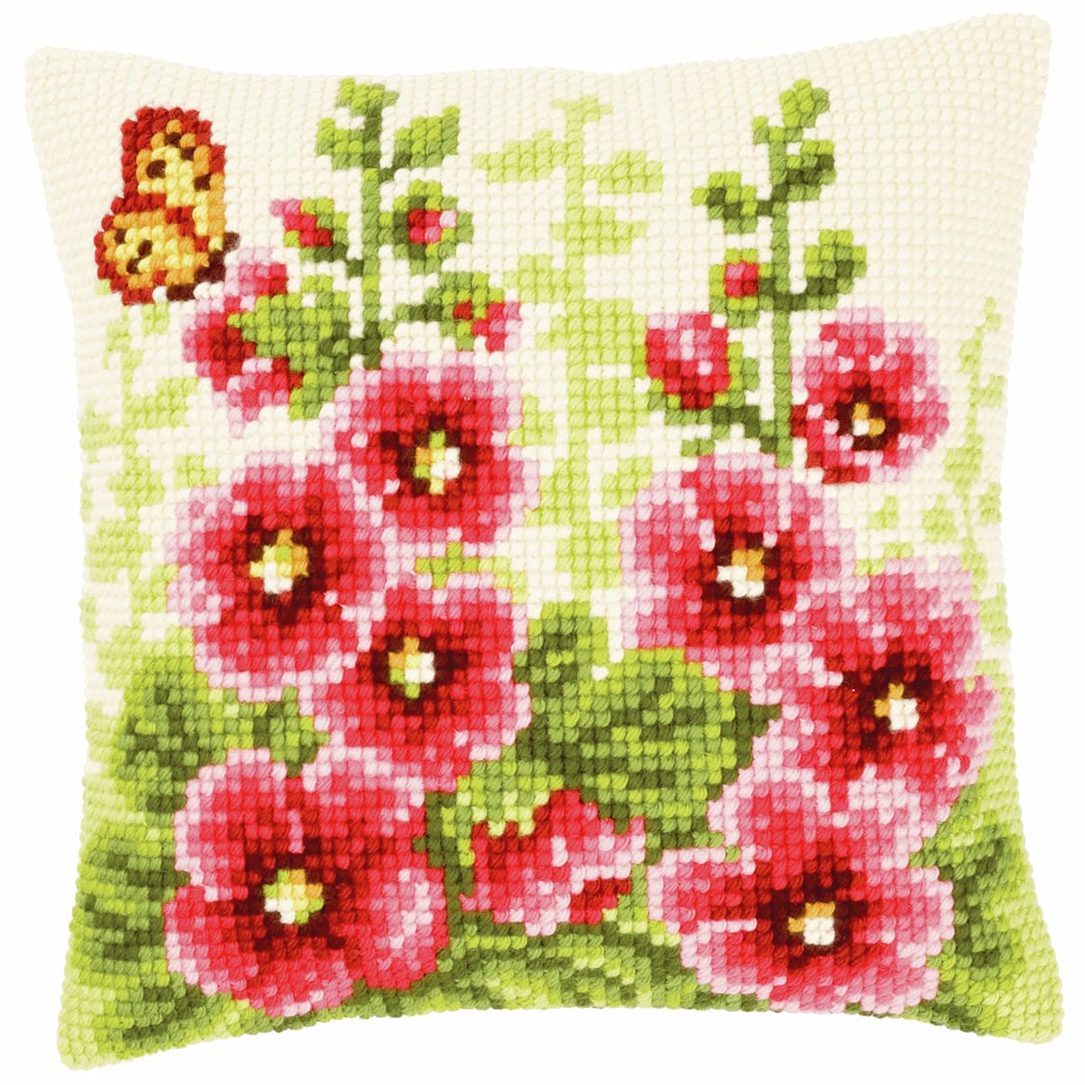Vervaco Delphiniums Cross Stitch Cushion, Multi-Colour