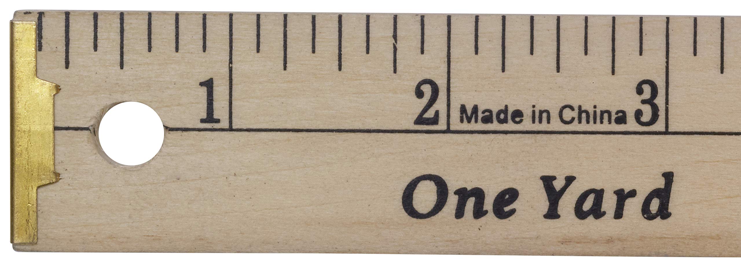 Dritz Wood Metal Tips Yardstick Ruler, 1/4 x 36-Inch, Natural