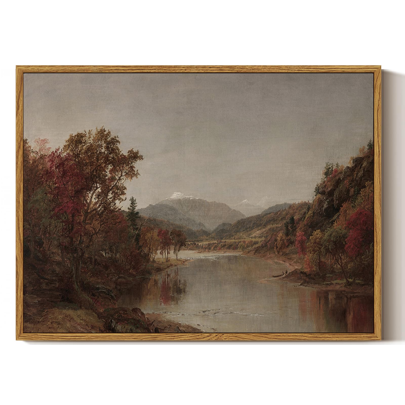 Photo 1 of ARPEOTCY Vintage Framed Canvas Wall Art, Fall Natural Scenery Wall Decor for Living Room, 12x16 inch, Vintage Landscape Paintings for Bedroom, Rustic Farmhouse Framed Art Prints, for Office