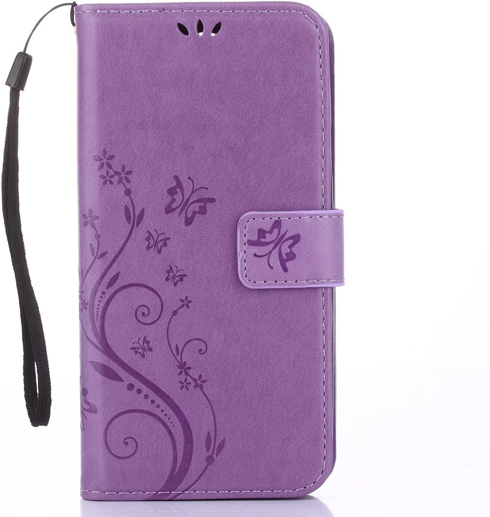 Alfort LG K4 2017 Case, LG K4 2017 Phone Case, Embossed Flip Bumper Cover, Fold Premium PU Leather Shockproof Stand Cover with Wallet Card Slots Magnetic Closure for LG K4 2017 (Lavender) + Lanyard