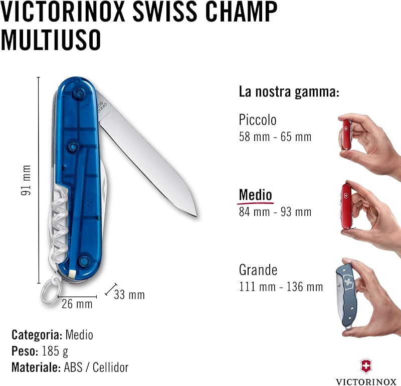 Swiss Army Knife Swiss Champ - Multiuso 33 Funzioni - Blu