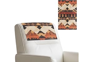Jnoscergon Aztec Recliner Headrest Protector Fade Resistant Sofa Head Rest Covers for Recliners Washable Recliner Head Rest P