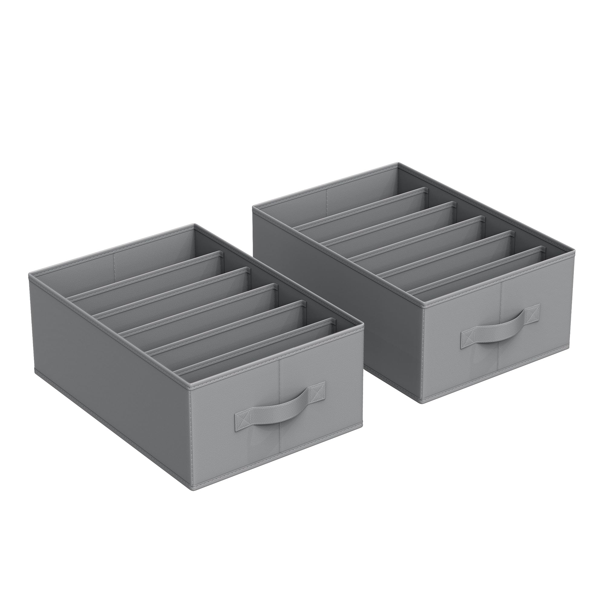 SONGMICS Set of 2 Drawer Organisers, 6-Compartment Closet Organisers, Foldable Wardrobe Clothes Organisers, 42 x 30 x 17 cm, for Pants, Clothes, Dove Grey RUS009G02