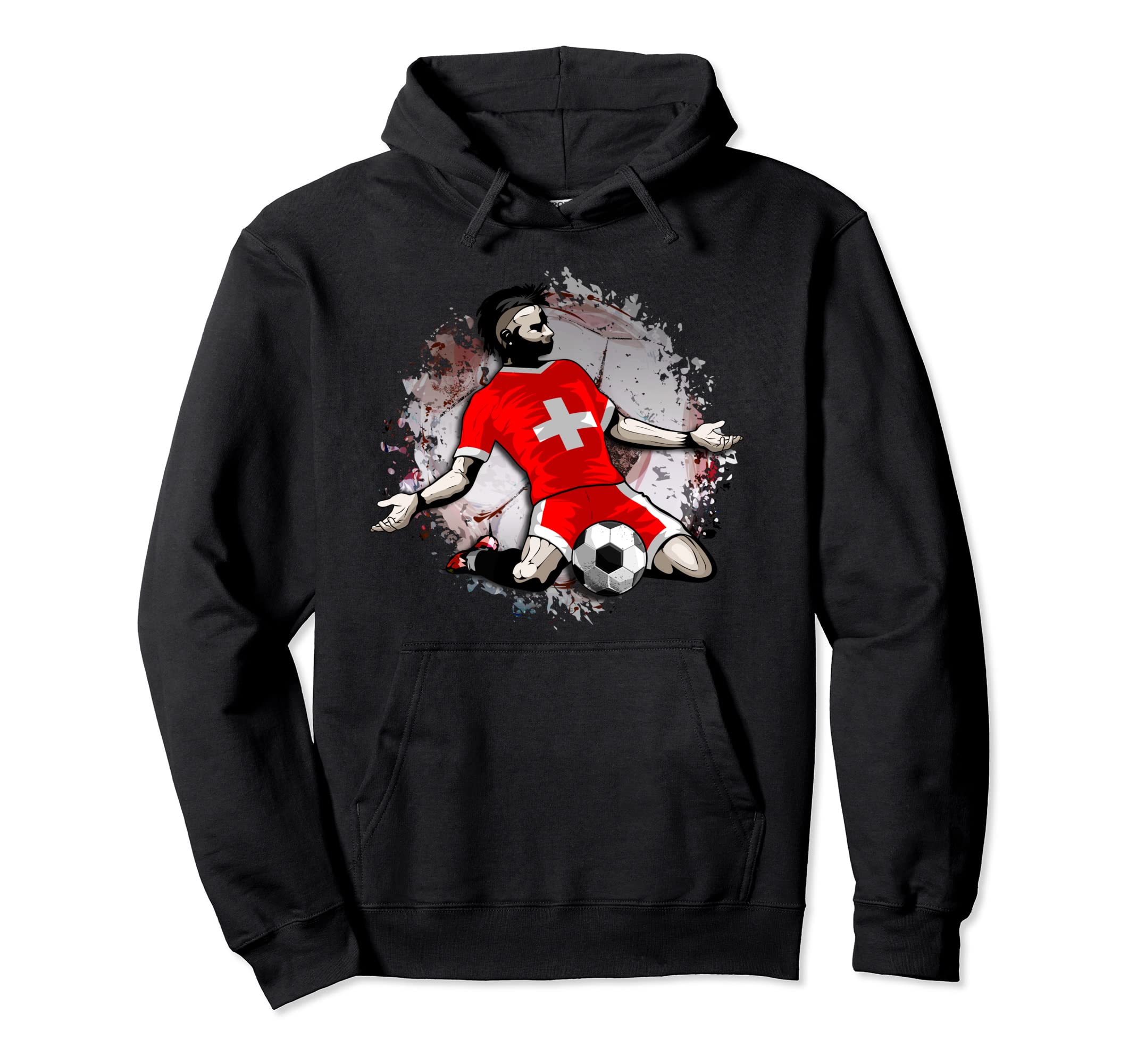 Switzerland Soccer Swiss National Flag Football Lovers Art Pullover Hoodie