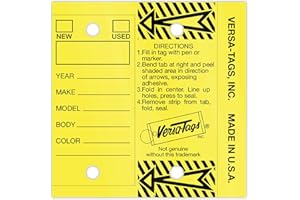 VERSA-TAGS Self Laminating Self Protecting Versa Tags Key Tags with Rings (250 per Box) (Yellow)