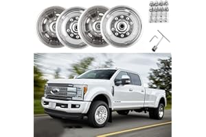 CITYHOT 19.5" 10 Lug Wheel Simulators, 304L Stainless Steel Bolt Kit Hubcap Kit Fit for 2005-2024 Ford F450/F550 Super Duty 10 Lug 2WD/4WD Trunk Dually Wheel Cover Set (19.5Inch)