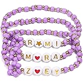 AICase for Bracelet for Women Gifts Toys Doll Cosplay Inspired Bracelets Outfit Costume 3 Pcs Stackable Stretch Friendship Flower Beaded Bracelets Jewelry Gifts for Fans Women Christmas_Purple