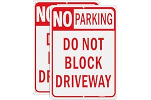 T&R No Parking Sign Do Not Block Driveway Sign - 2 Pack - 14 x 10 Inches Rust Free .040 Aluminum Reflective - UV Protected, W