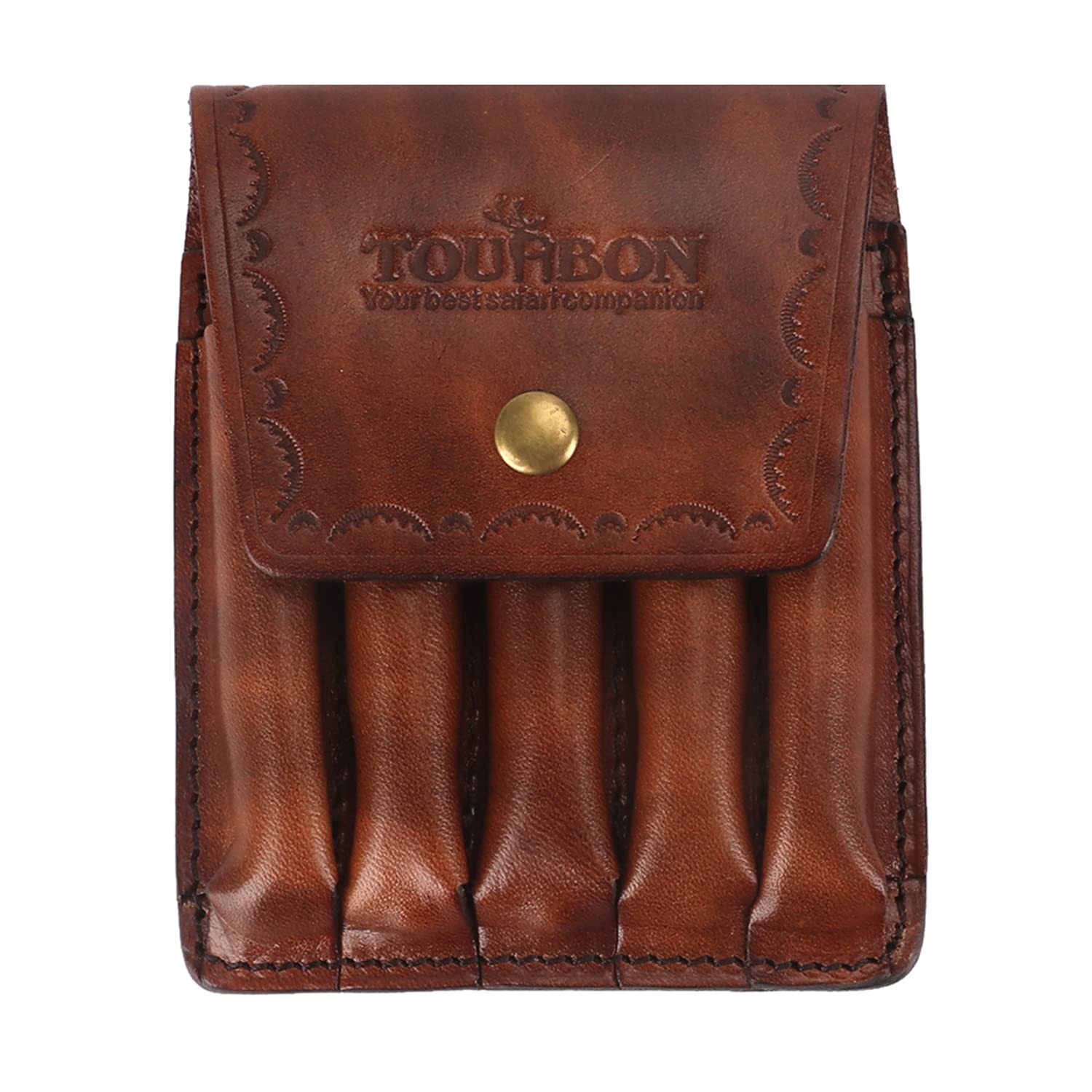 TOURBON Genuine Leather Rifle Ammo Wallet Hunting Cartridge Holder Belt Pouch