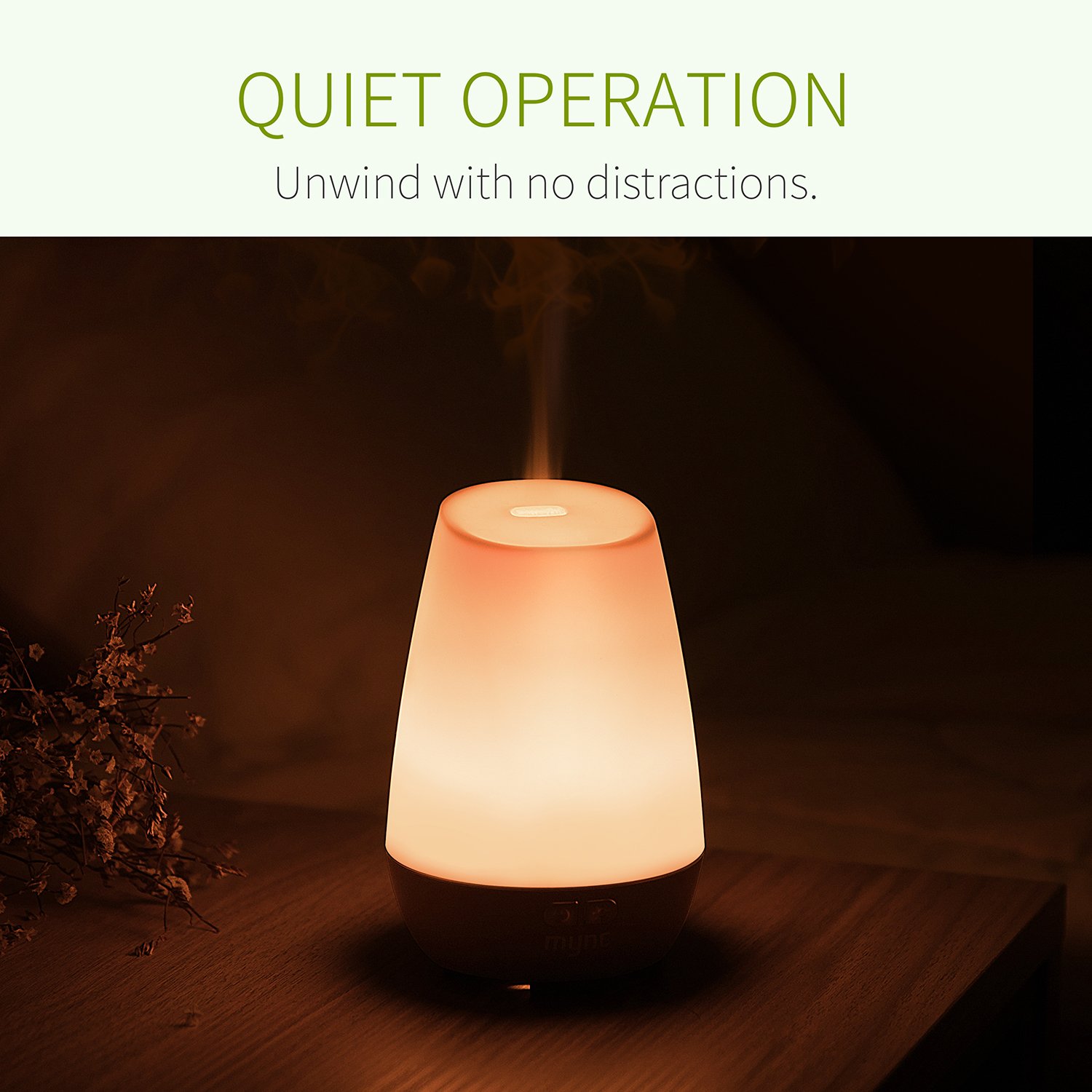 Mynt Essential Oil Diffuser (100ml) With 7 LEDs, Customizable Light and Humidifying Mist 10+ Hours, BPA-Free & FDA Approved