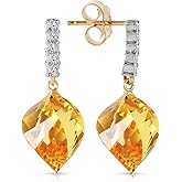 Galaxy Gold GG 14k Solid Gold Chandeliers Earrings with Diamonds and Briolette Twisted Citrines