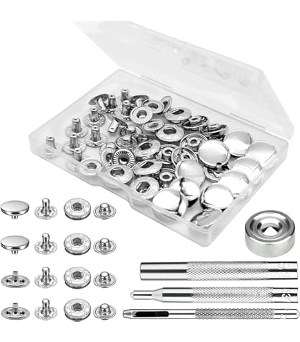 GORGECRAFT Lot De 24 Boutons à Anneau En D Pivotants 360° - 6 Couleurs - Avec Poinçon Cuir Et Tournevis - Accessoires Pour Sacs, Maroquinerie Et DIY