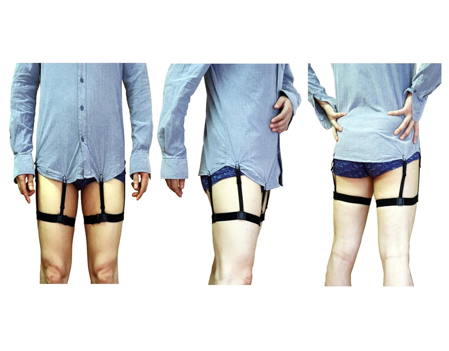 jelinda men's dress shirt stays leg thigh suspender garters
