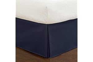 Fresh Ideas Bedding Tailored Bedskirt, Classic 14” Drop Length, Pleated Styling, Full, Navy