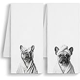 FISWAFY French Bulldog Gifts Hand Towels, Dog Bathroom Decor, French Bulldog Lover Gifts for Women Decorative Hand Towels for Bathroom Washroom Spa Gym, 16x24 Inch Set of 2