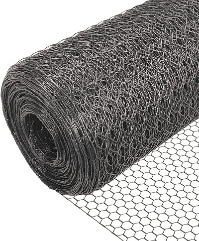 VOUNOT Chicken Wire Mesh Roll PVC Coated 13 mm Grey 1m x 25m Hexagonal