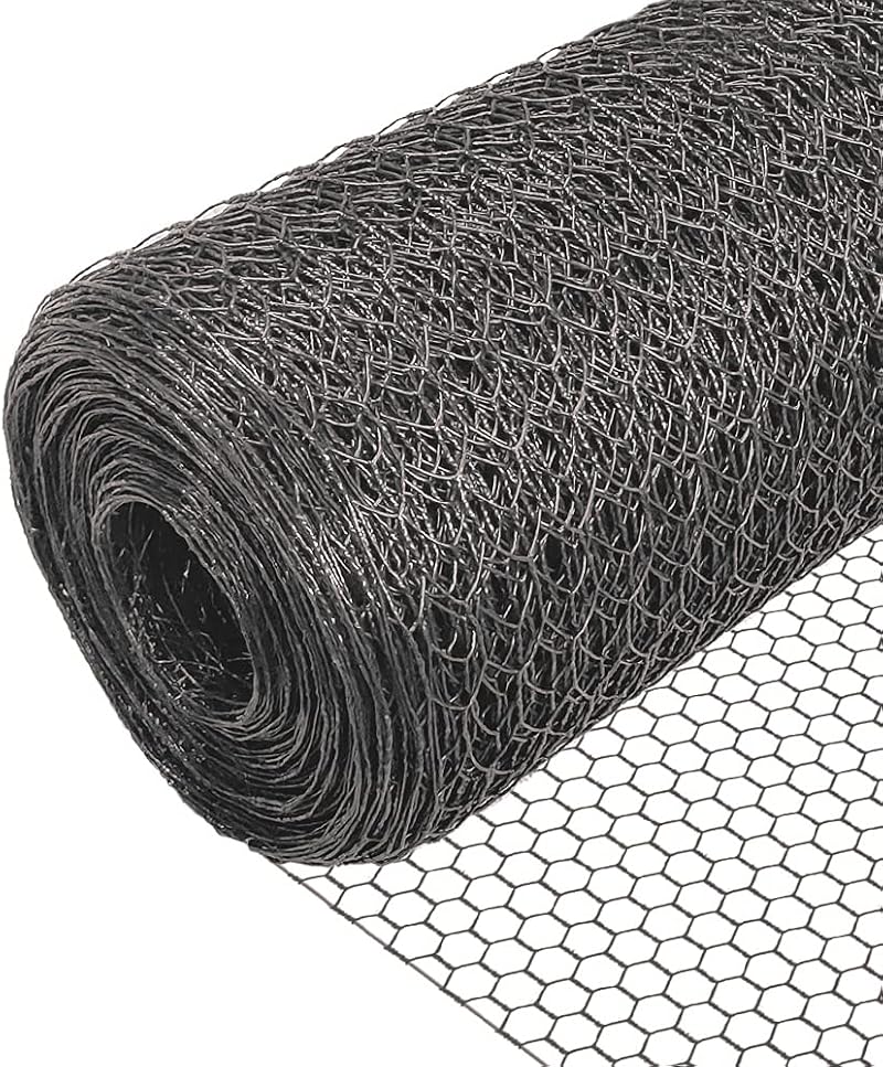 VOUNOT Chicken Wire Mesh Roll PVC Coated 13 mm Grey 1m x 25m Hexagonal