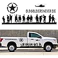 Practisol US Army Car Stickers and Decals Military Star Truck Decals Old Soldiers Never Die Car Side Sticker Body Decal Vinyl Military Car Stickers Cool U.S. Soldier Truck Stickers for Men (Black)