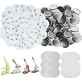 Mostme 300 Sets 25mm/1 inch Button Supplies Button Parts for Buttons Maker Machine 25mm, Round Badge Blank Buttons Pins, Includes Plastic Pin Back Cover, Metal Cover, Clear Film&Blank Paper