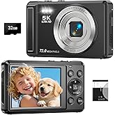 5K Digital Camera - 72MP Digital Cameras with 16X Zoom for Kids' Gifts - Autofocus Point and Shoot Digital Camera for Photography - UHD 2.8'' Screen Compact Portable Camera with 32GB SD Card (Black)